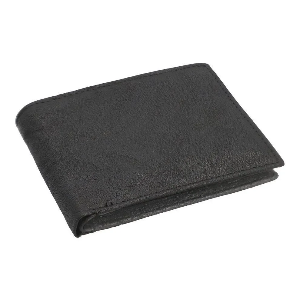 PASSAGE Black Genuine Leather RFID Bi-Fold Wallet